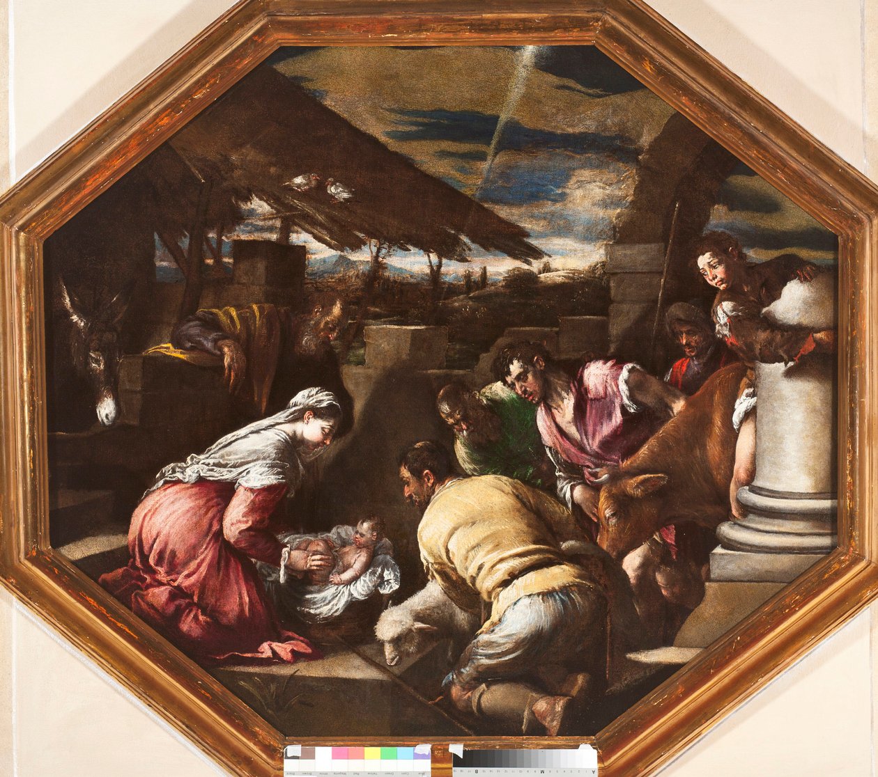 Tilbedelse af hyrderne Maleri af Francesco da Ponte dit Francesco Bassano (1549-1592) Genes, Strada Nuova Museer af Francesco Bassano