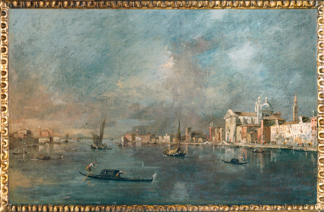 Vue de la Giudecca avec les Zattere - Udsigt over Giudecca-kanalen og Zattere ... af Francesco (circle of) Guardi