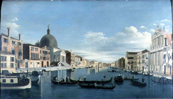 Canal Grande, Venedig med San Simeon Piccolo af Francesco (circle of) Tironi