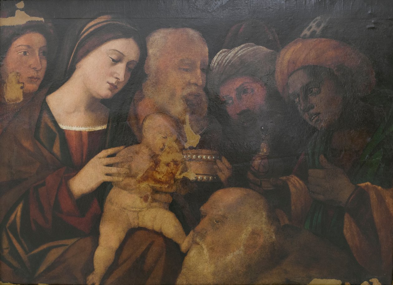 De hellige tre kongers tilbedelse, sandsynligvis af Francesco Rizzo da Santacroce af Francesco (fl.1508 45) Rizzi da Santacroce