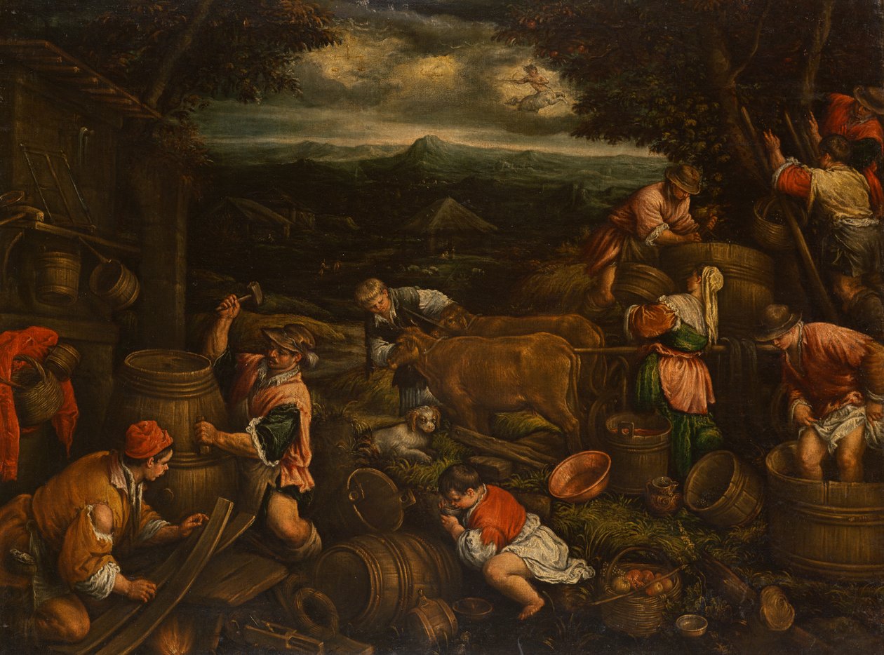 Efterårshøst (drueplukning), 1585-90 (for detaljer se 65684) af Francesco Bassano