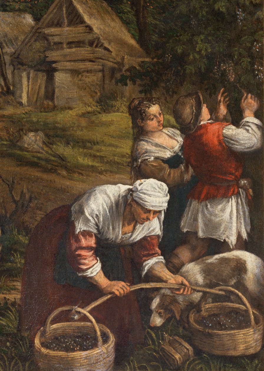 Høst, (Moses modtager de ti bud), (detalje af 65689), 1576 af Francesco Bassano