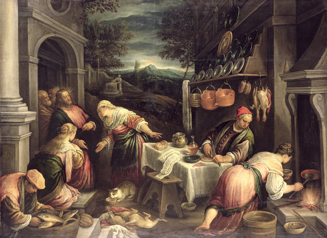 Jesus med Maria og Martha, af Francesco Bassano