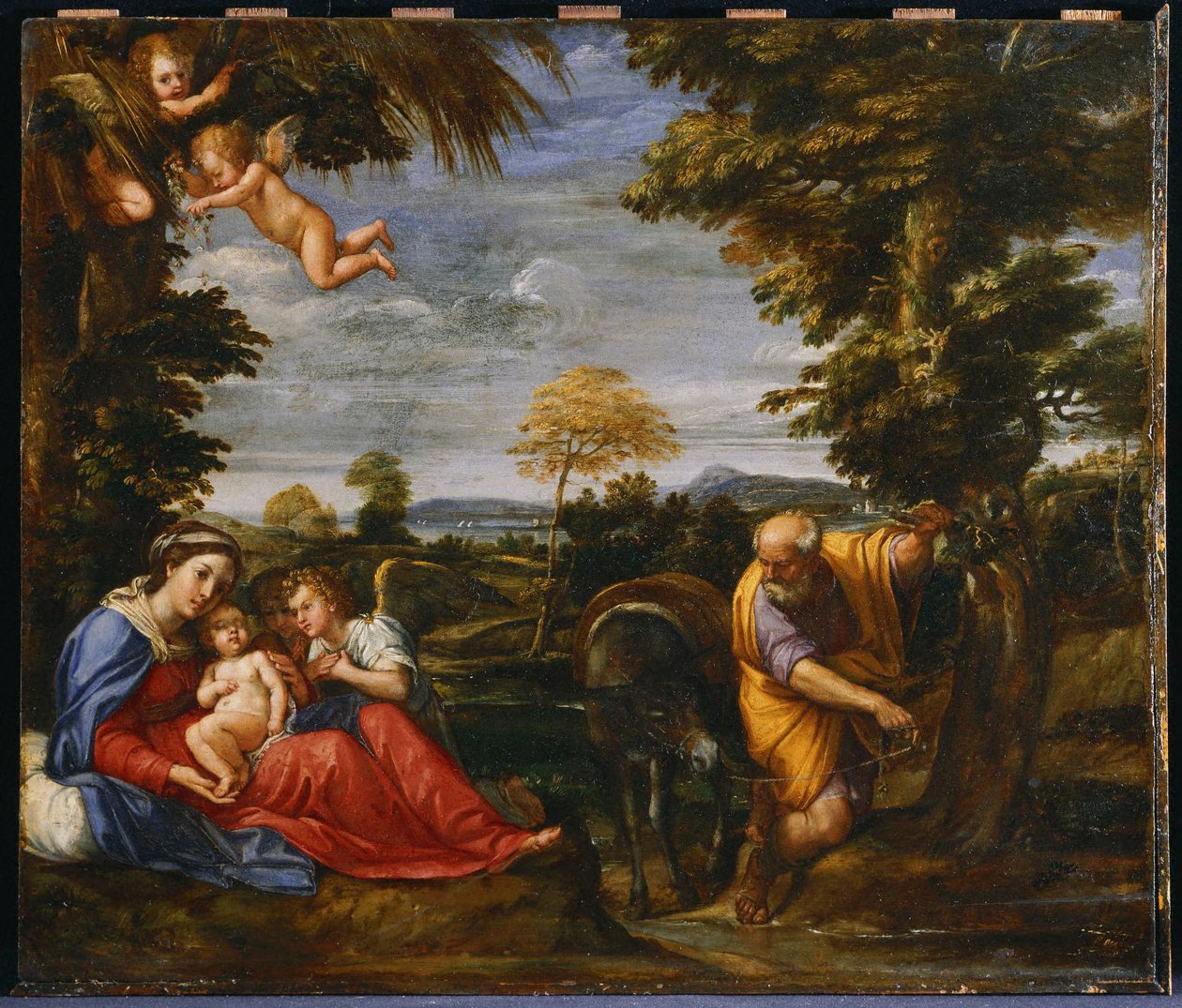 Hvile på flugten til Egypten af Francesco Albani