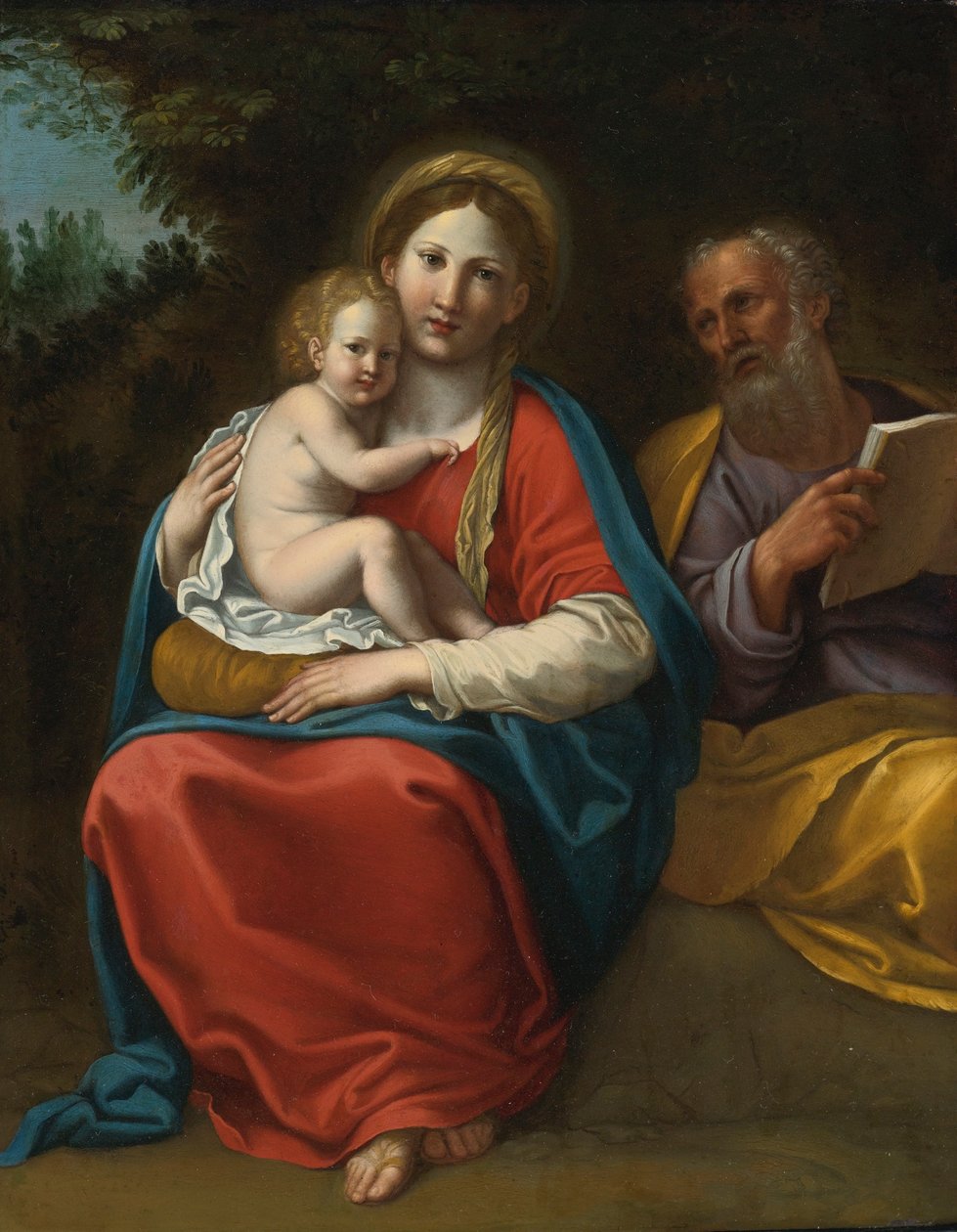 Den hellige familie i et landskab af Francesco Albani