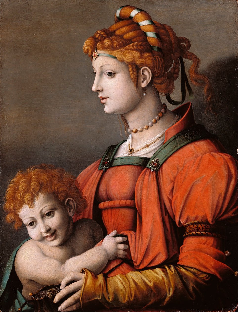 Italiensk: Ritratto di una donna e bambino / Allegory of Liberality Portræt af en kvinde og et barn / Allegory of Liberality af Francesco Bacchiacca