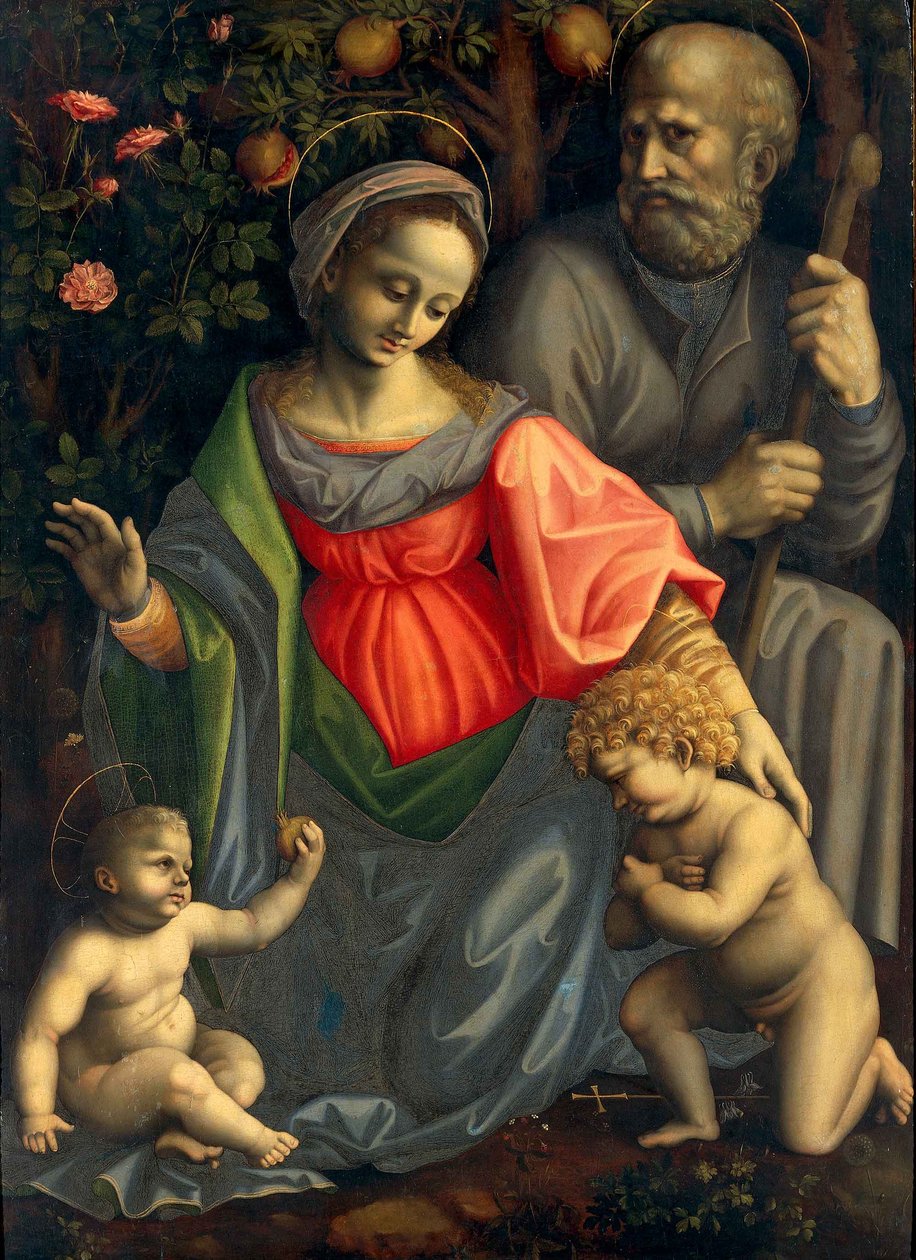 Madonna og barn med Sankt Josef og Johannesbarnet af Francesco Bacchiacca