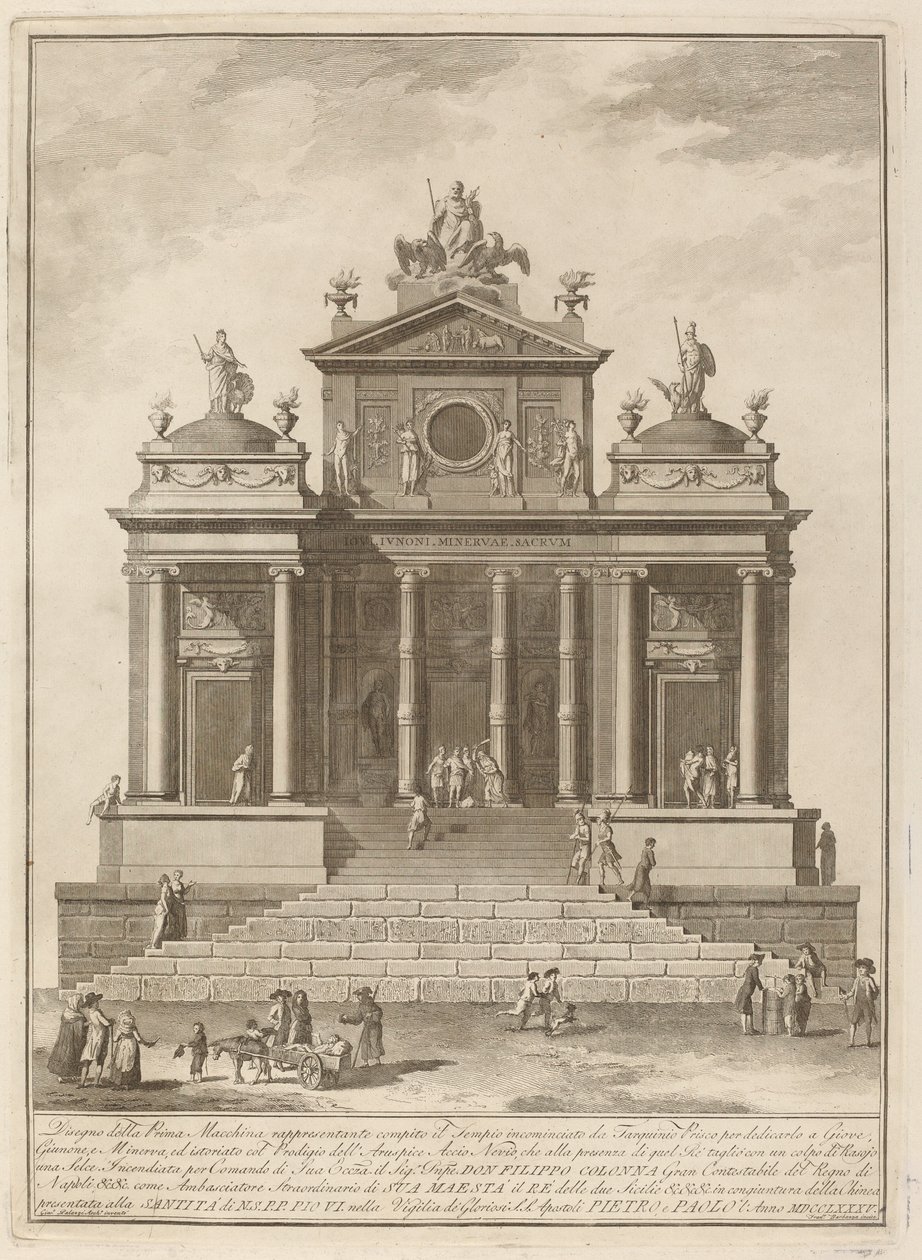 Et tempel dedikeret til Jupiter, Juno og Minerva, til Kina-festivalen, 1785. af Francesco Barbazza