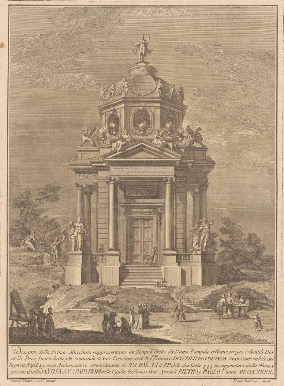 Prima Macchina for Kina af ​​1782: Janus-templet bygget af Numa Pompilius af Francesco Barbazza, after Giuseppe Palazzi