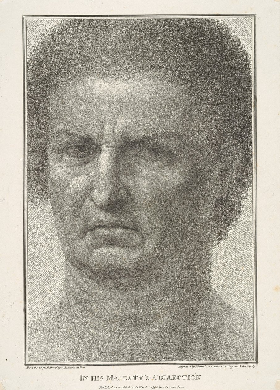 Mandsansigt, set forfra af Francesco Bartolozzi