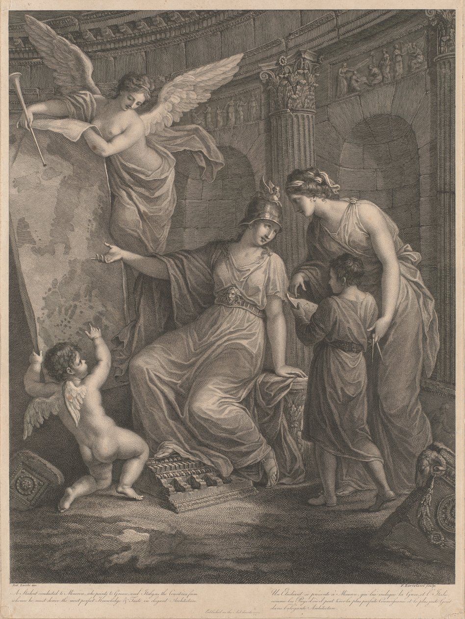 En student føres til Minerva af Francesco Bartolozzi