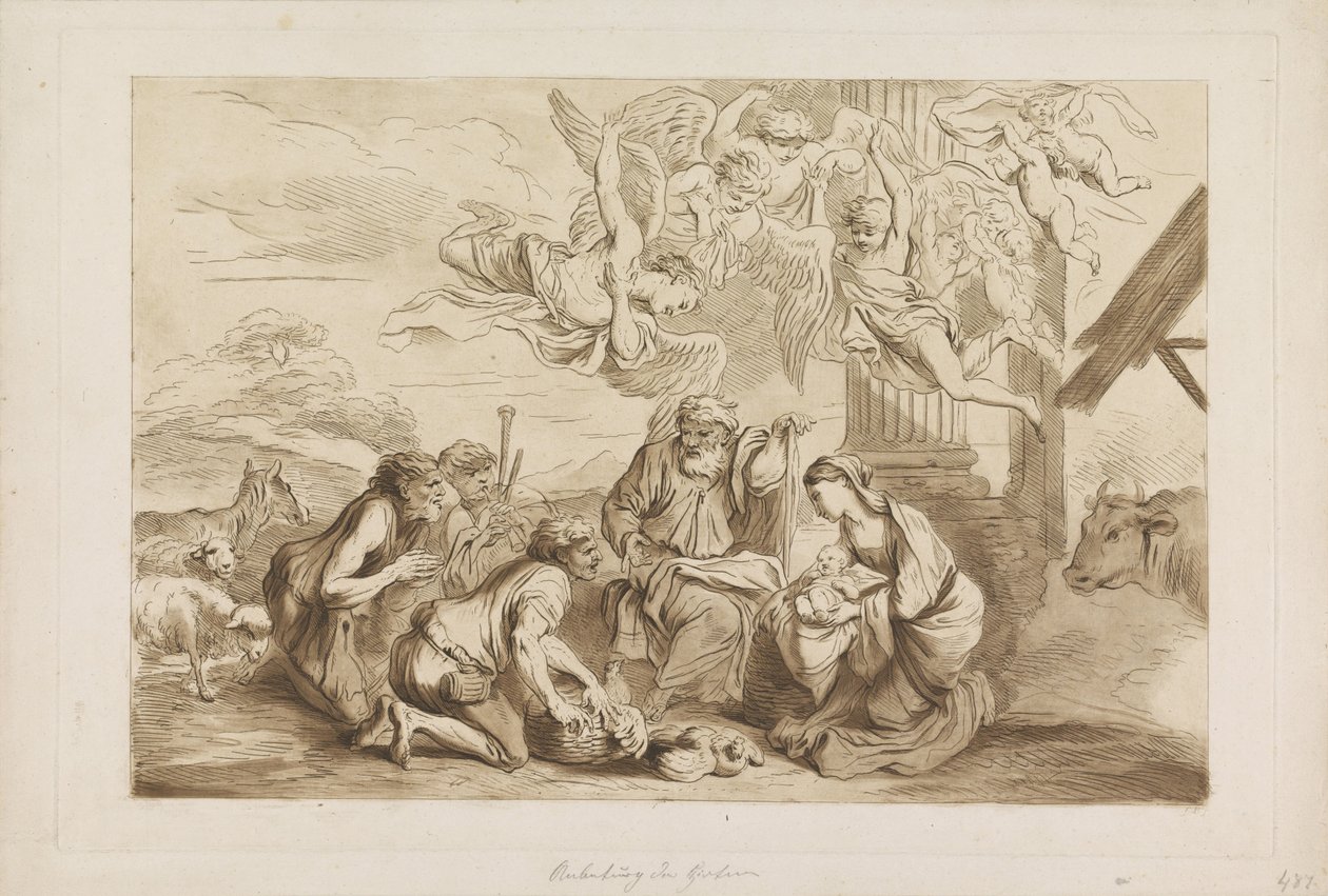 Tilbedelse af hyrderne Gamle og Nye Testamente til Castiglione (serietitel) af Francesco Bartolozzi