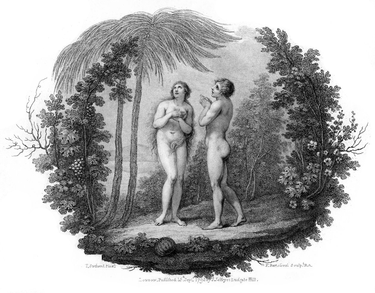 Adam og Eva, 1796. af Francesco Bartolozzi
