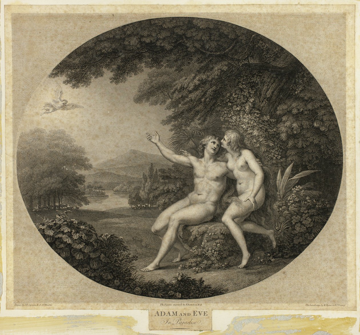 Adam og Eva i Paradis af Francesco Bartolozzi
