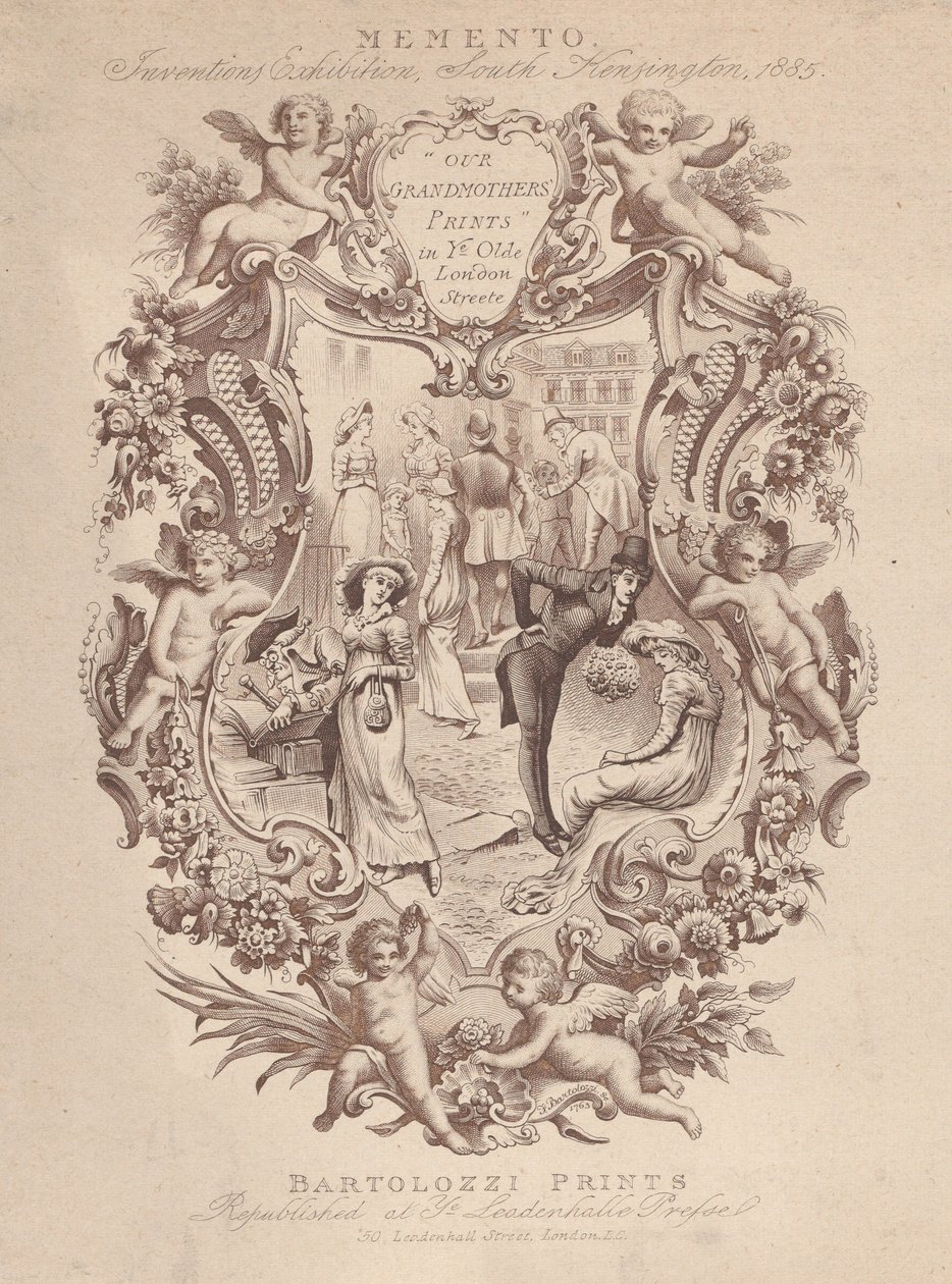 Annonce for Memento, Inventions Exhibition, South Kensington, 1885, ca. 1885. af Francesco Bartolozzi