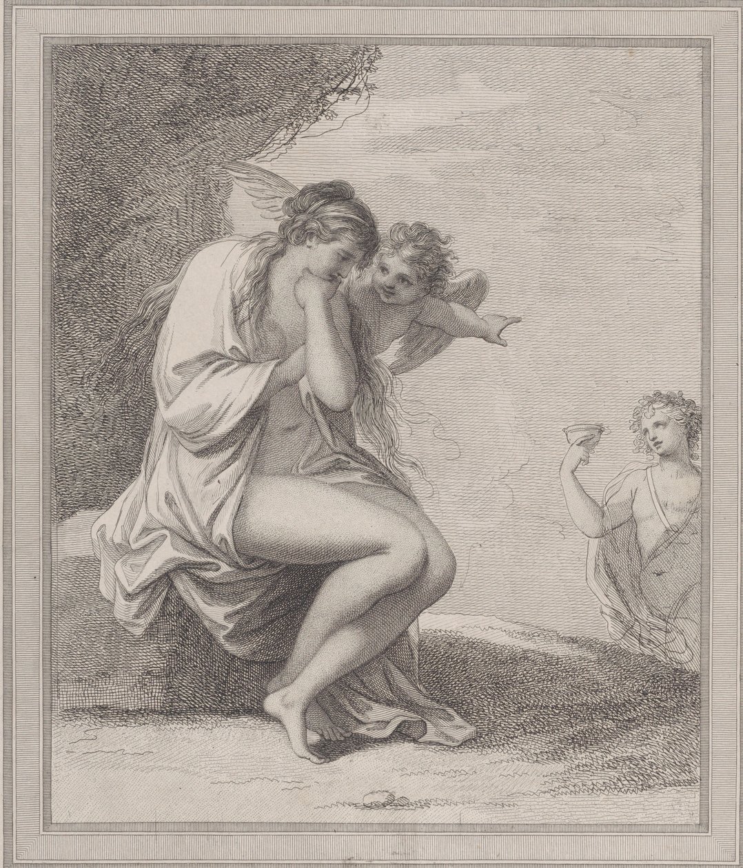 Ariadne, Amor og Bacchus, 1788. af Francesco Bartolozzi