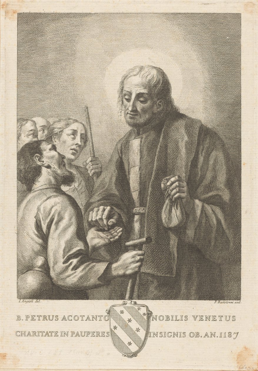 Den salige Petrus Acotanto, venetiansk adelsmand, fremragende ved sin næstekærlighed mod de fattige, død i året 1187 af Francesco Bartolozzi