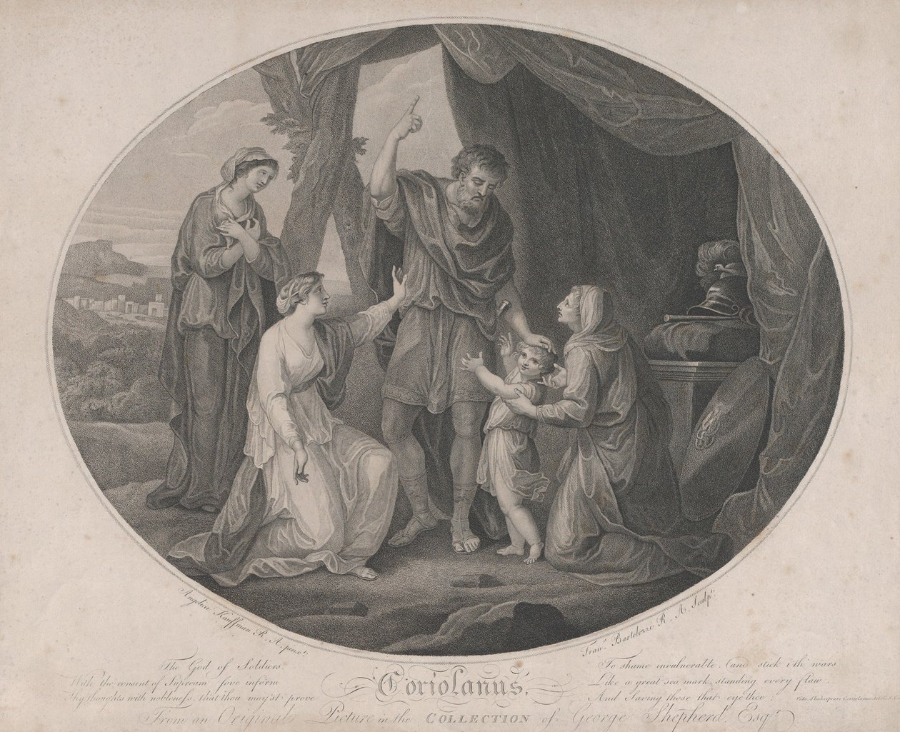 Coriolanus: Soldaternes Gud, for at skamme usårlige... Shakespeare, Cori..., 3. november 1785. af Francesco Bartolozzi