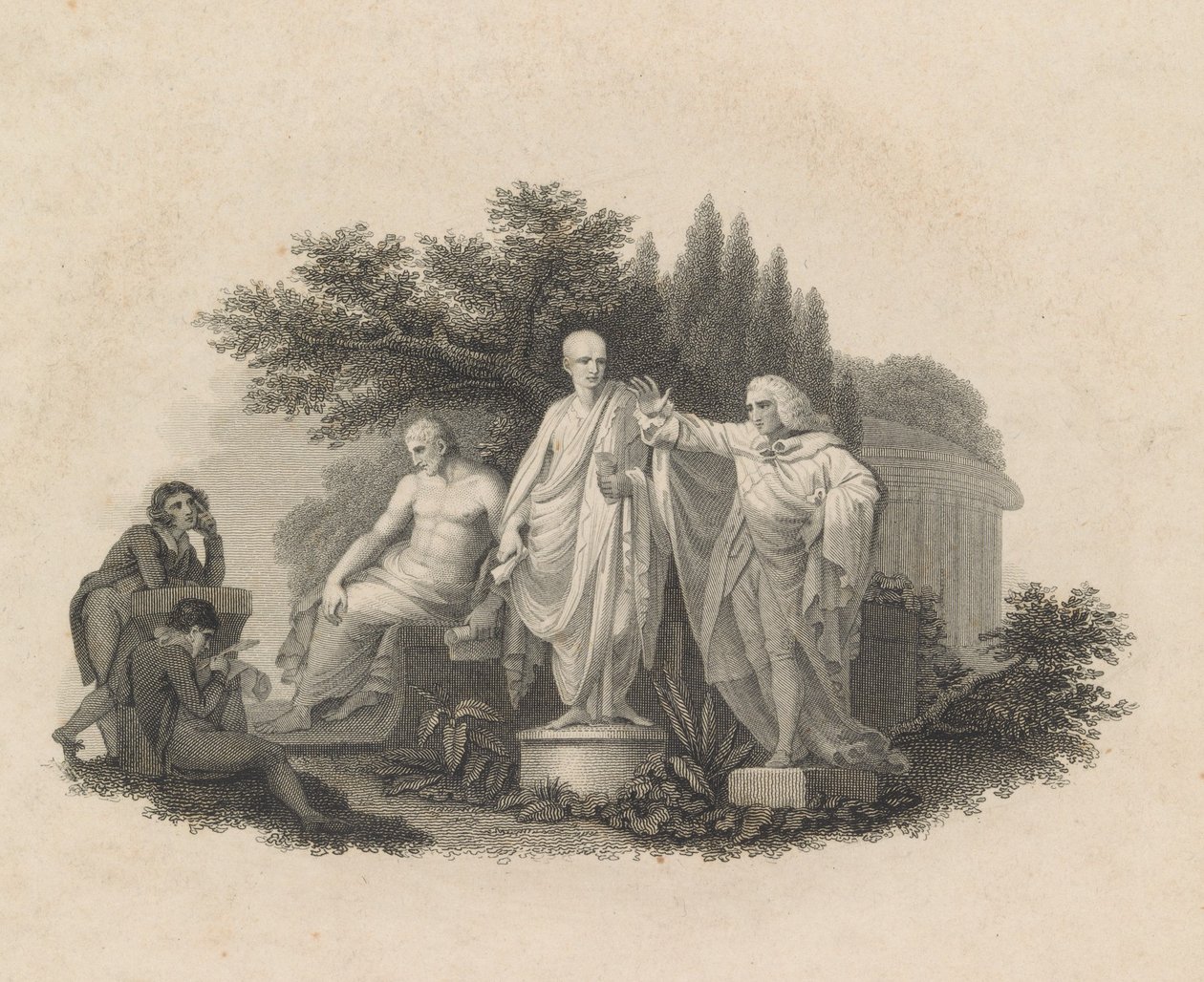 Demosthenes, Cicero og William Pitt, jarl af Chatham, 1750-1815. af Francesco Bartolozzi