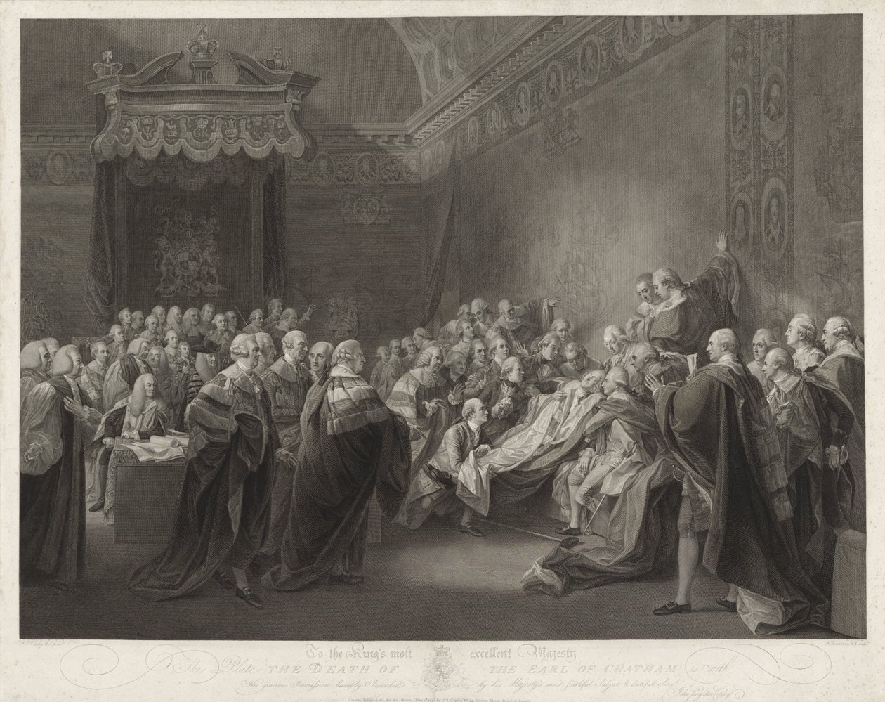 Dood van de Graaf van Chatham The Death of the Earl of Chatham (titel på objekt) af Francesco Bartolozzi