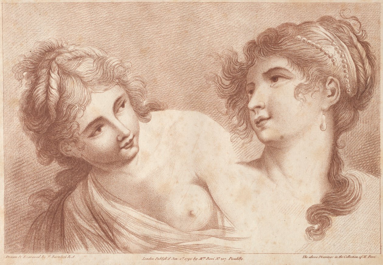 To kvinders hoveder, 1792. af Francesco Bartolozzi