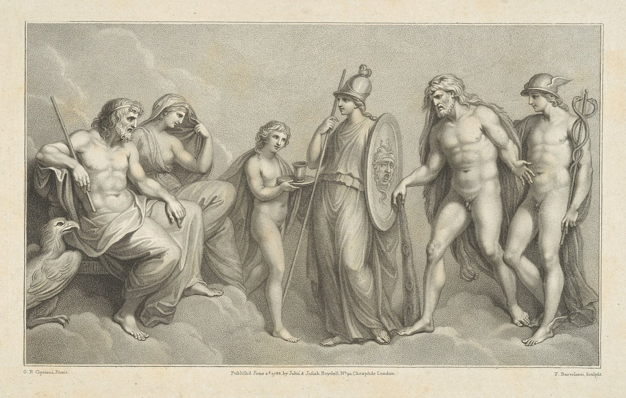Herkules præsenteres for Jupiter og Juno af Francesco Bartolozzi