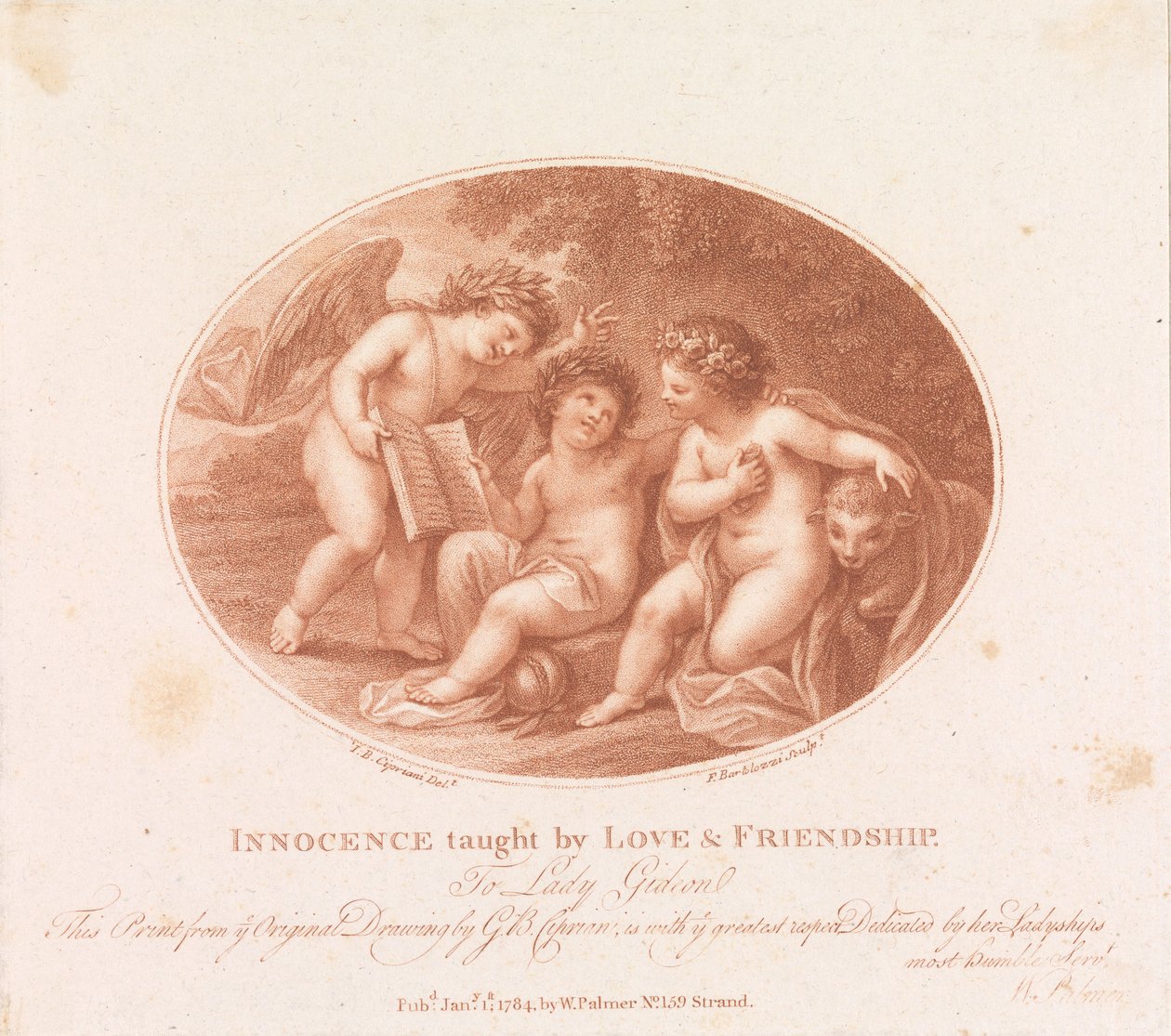Unschuld gelehrt durch Liebe und Freundschaft af Francesco Bartolozzi