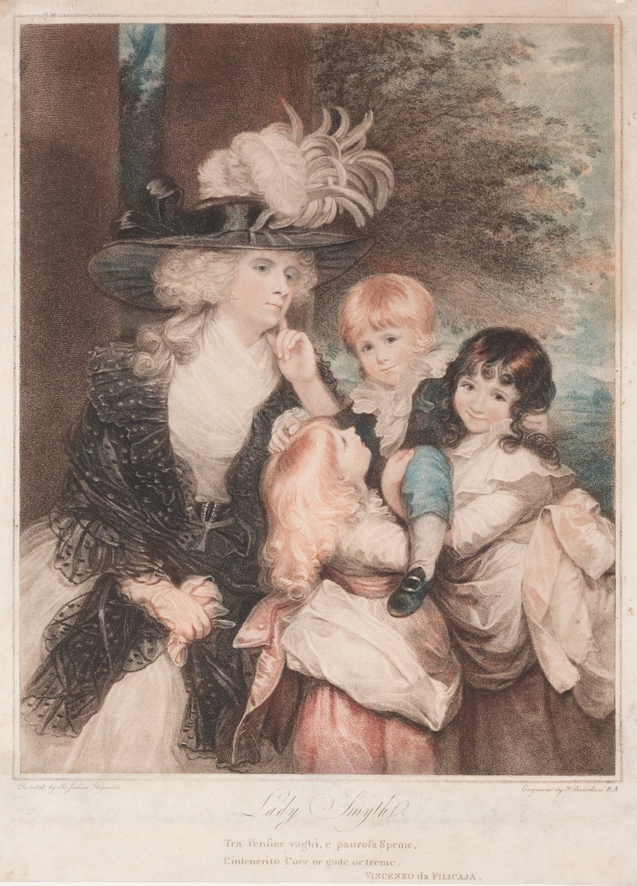 Lady Smith og hendes børn, 1789. af Francesco Bartolozzi