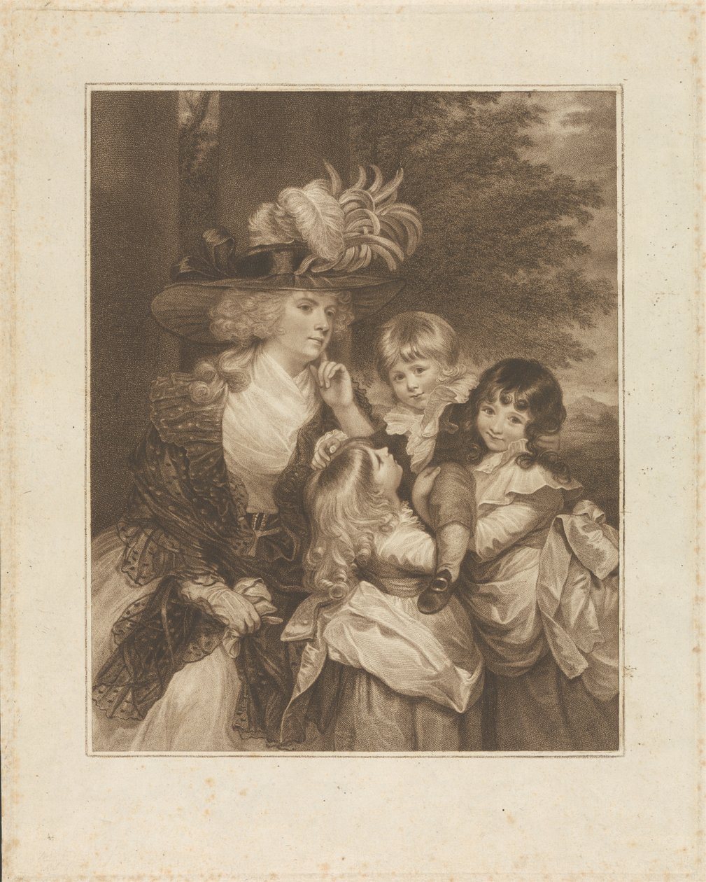 Lady Smith og hendes børn: George Henry, Louisa og Charlotte af Francesco Bartolozzi