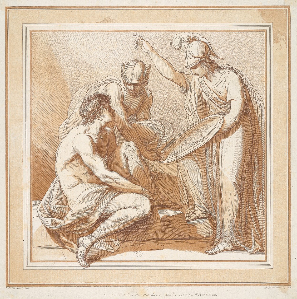 Merkur, Minerva og Paris af Francesco Bartolozzi