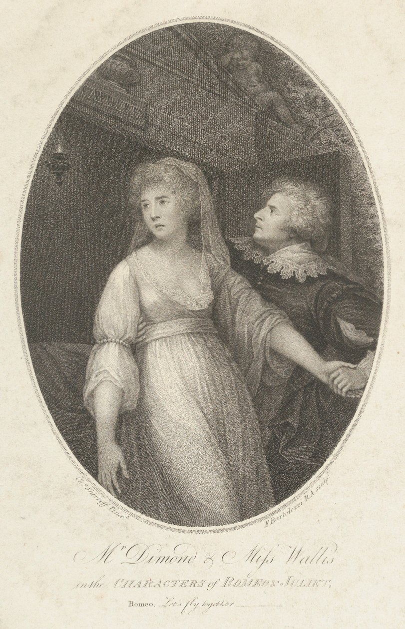 Mr. Dimond og Miss Wallis i Romeo og Julies figurer, 1. maj 1796. af Francesco Bartolozzi