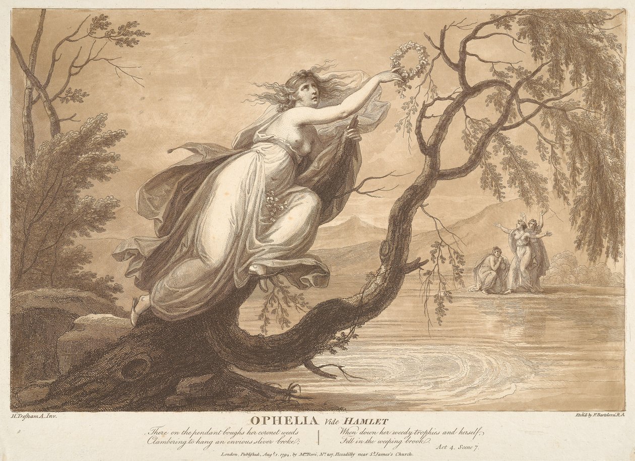 Ofelia, se Hamlet, 4. akt, scene VII af Francesco Bartolozzi