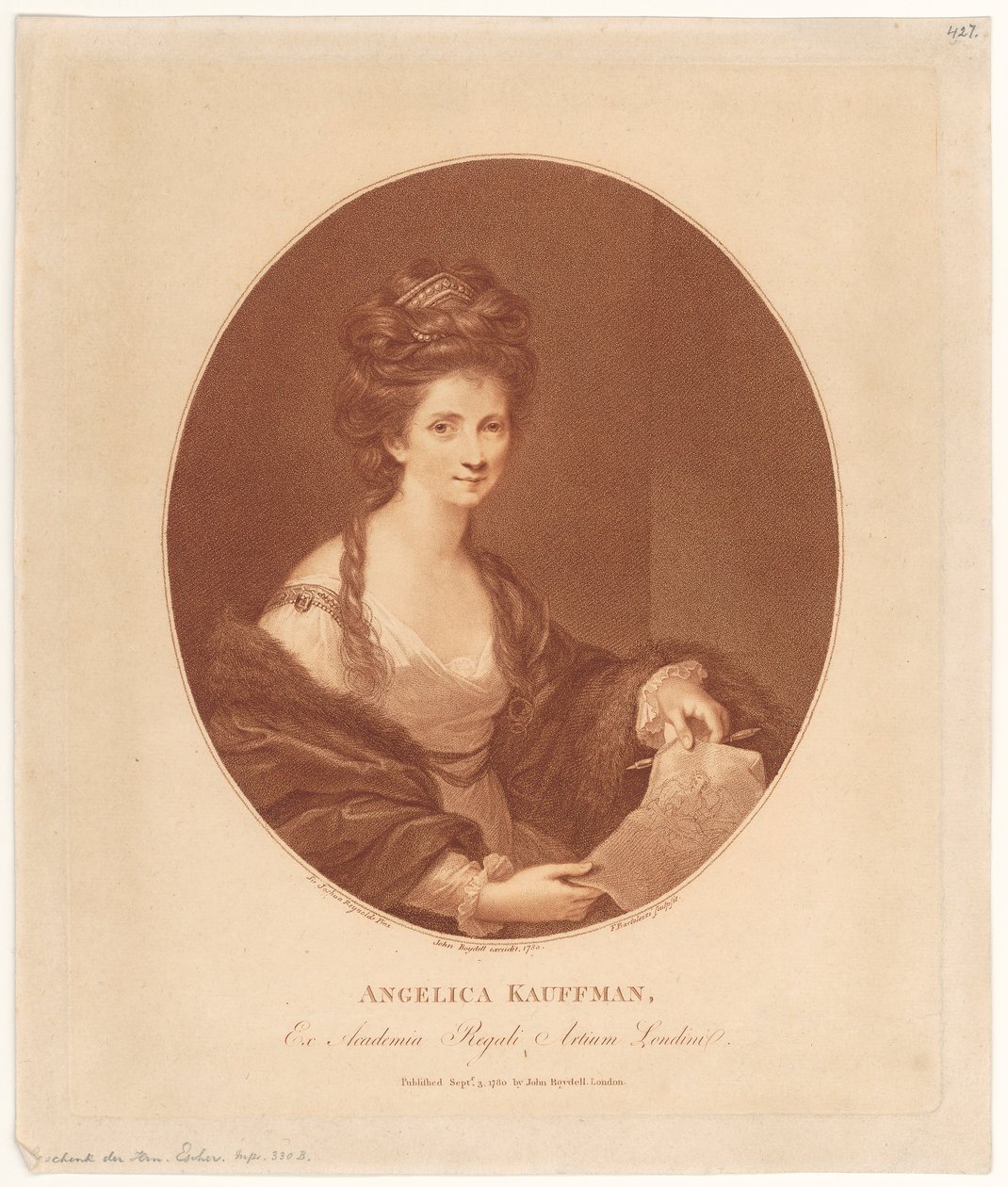 Portræt af Angelika Kauffmann af Francesco Bartolozzi