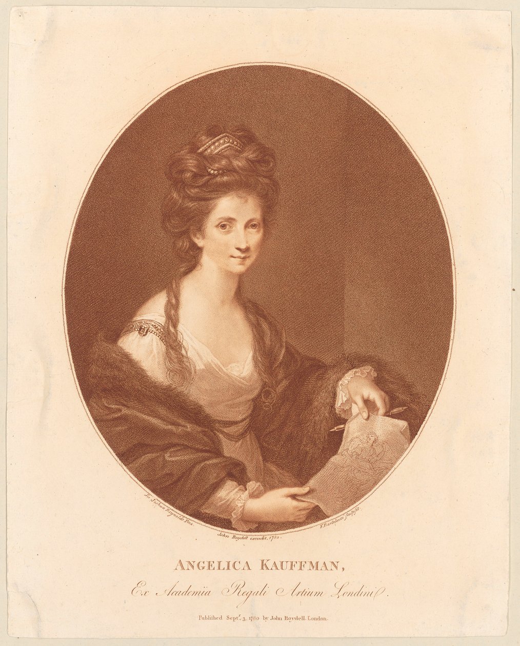 Porträt von Angelika Kauffmann af Francesco Bartolozzi