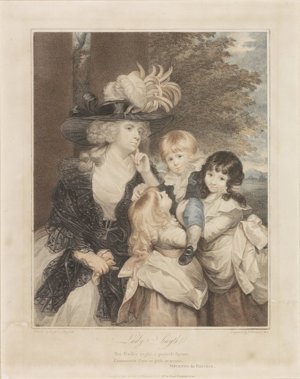 Portræt af Lady Smith og hendes tre børn af Francesco Bartolozzi