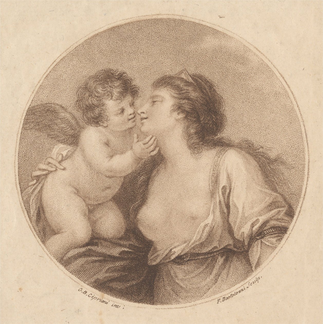 Sappho omfavner kærligheden af Francesco Bartolozzi