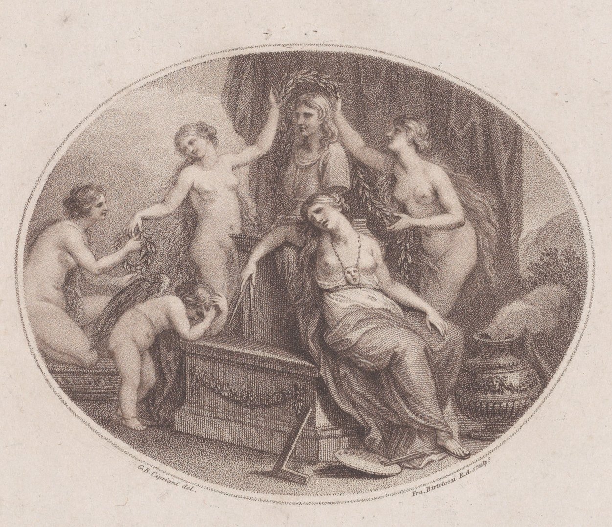 The Graces Crowning the Bust of Raphael, 28. juli 1788. af Francesco Bartolozzi