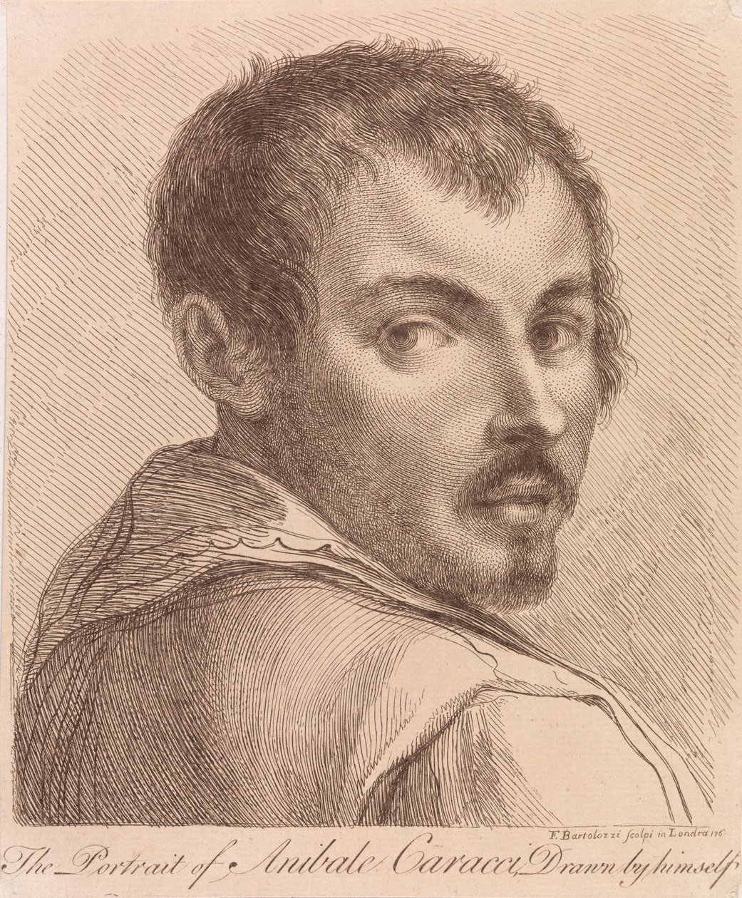 Selvportræt af Anibale Caracci af Francesco Bartolozzi