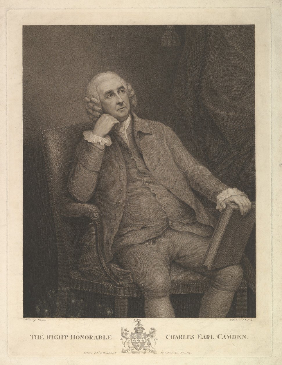 The Right Honorable Charles Pratt, 1st Earl Camden, Lord Chancellor, 1795. af Francesco Bartolozzi