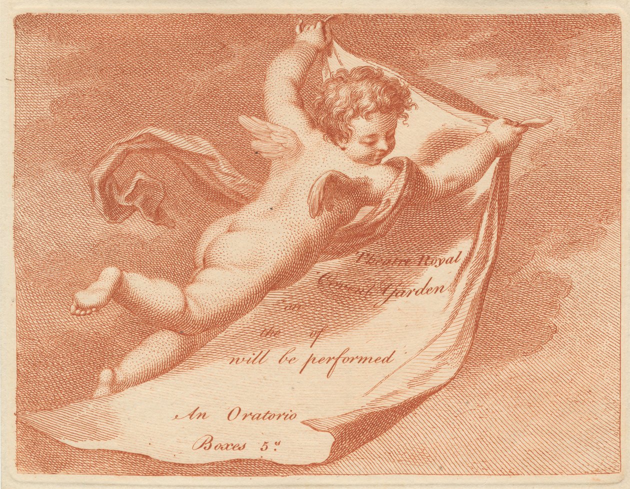 Eintrittskarte für das Theatre Royal, Covent Garden af Francesco Bartolozzi