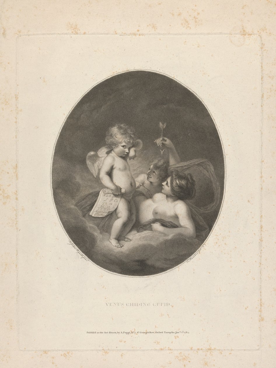 Venus Childing Amor af Francesco Bartolozzi