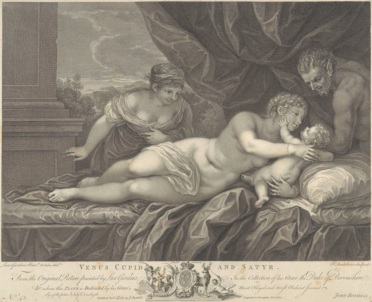 Venus, Amor og Satyr af Francesco Bartolozzi