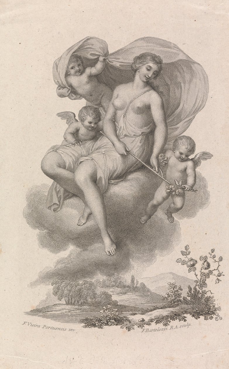 Venus med tre amoriner på himlen af Francesco Bartolozzi
