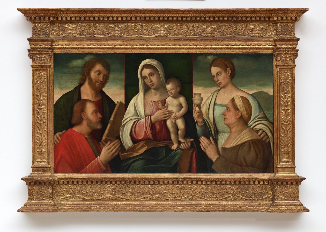 Madonna og barn med hellige og donorer af Francesco Bissolo