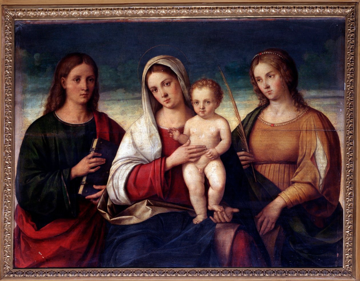 Jomfru med barn omgivet af den hellige Johannes evangelisten og den hellige Katarina af Alexandria (maleri af Francesco Bissolo