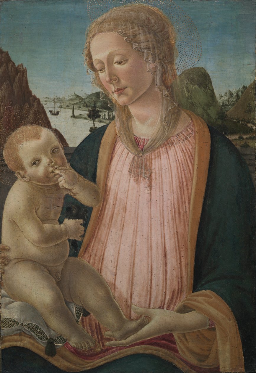 Madonna og barn, ca. 1475-1480 (tempera på poppelpanel) af Francesco Botticini