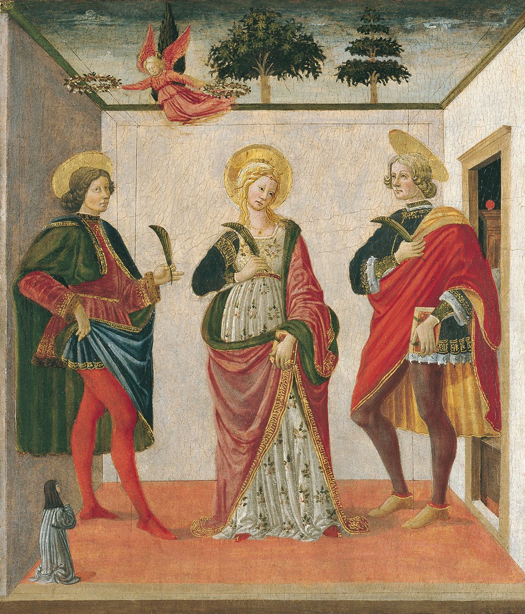 Sankt Cecilia mellem Sankt Valerian og Sankt Tiburtius med en donor af Francesco Botticini