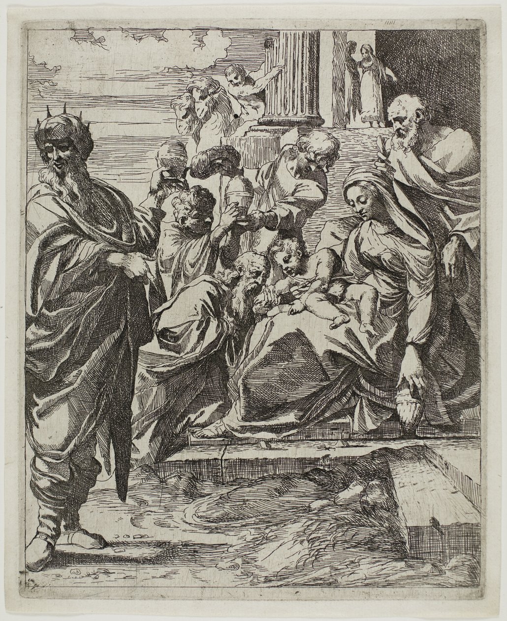 Tilbedelse af de hellige tre konger af Francesco Brizio