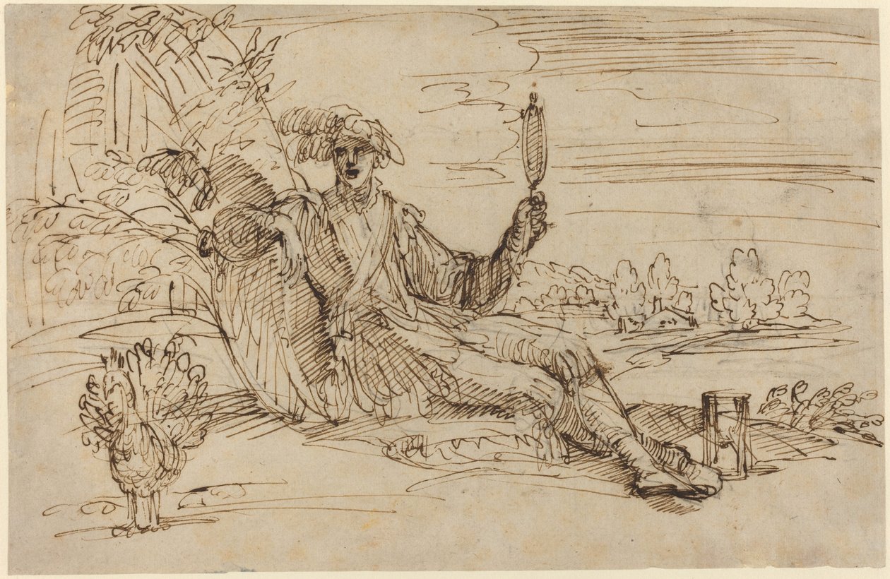 En elegant ung mand, der personificerer forfængelighed af Francesco Brizio