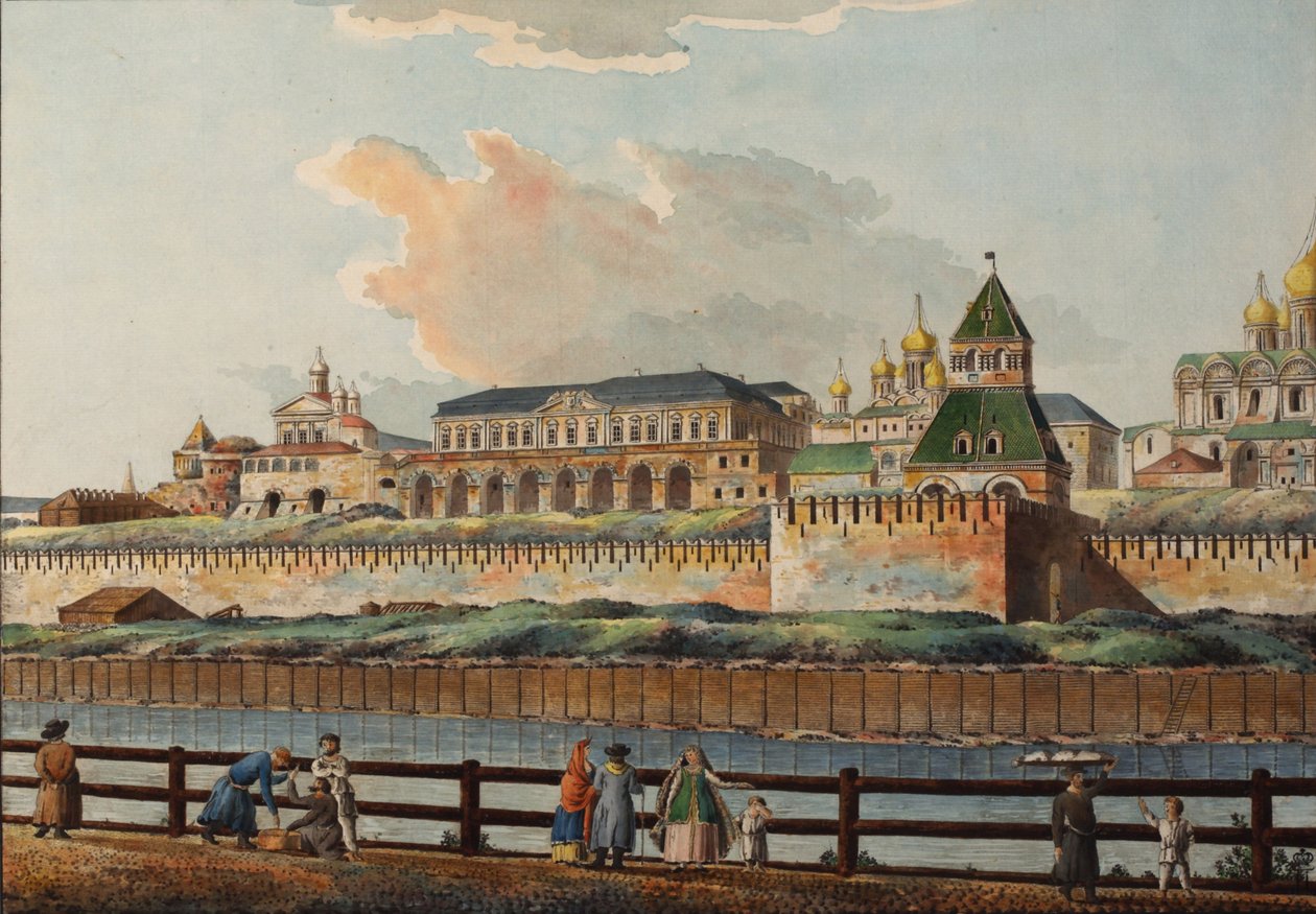 Udsigt over Vinter Kreml-paladset fra Moskva-floden, 1780